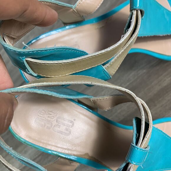 9 & Co. Womens Sandals Size 9 M Blue Green Strappy Thong Open Toes - Picture 7 of 10